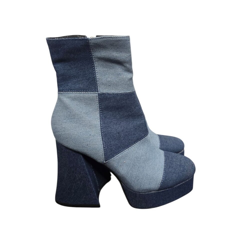 Dolls Kill Lamoda Break In Two Denim Platform Ankle Boots US 8